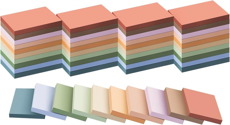 Kozerite (50 Pads) Sticky Notes 1.5x2, Vintage Colors, 10 Colors Self Sticky Notes, Sticky Pads, Recyclable, Self-Stick Pads, Easy to Post for Home, Office, Notebook - Image 1